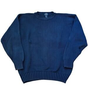 Vintage 90s Gap Indigo Blue Cotton Shaker Knit Crew Neck Sweater Men's Medium